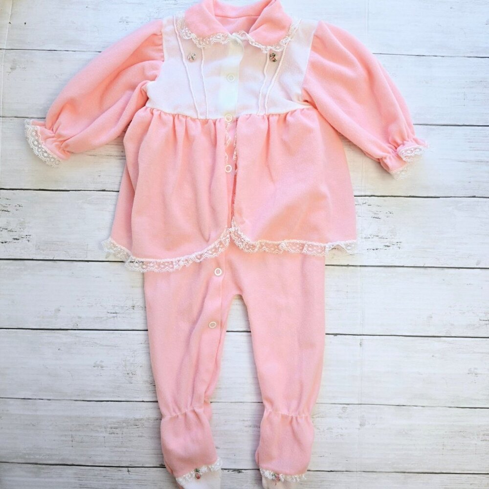Pink Lace Trim Kids Bodysuit